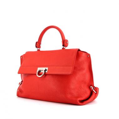Bolso de mano Salvatore Ferragamo Sofia modelo grande en cuero granulado rojo