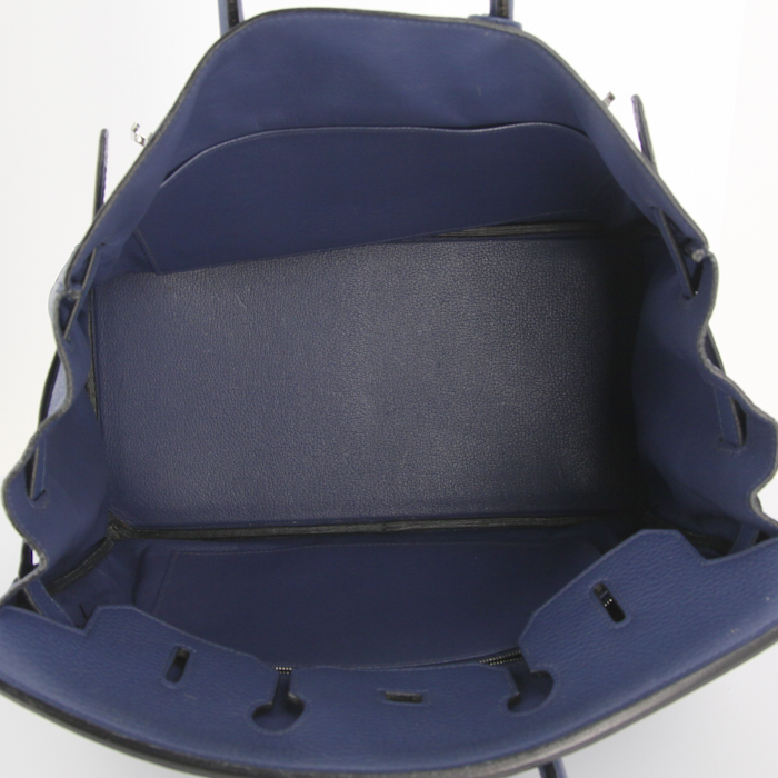 Borsa Hermes Birkin 35 cm in pelle togo blu - Detail D2