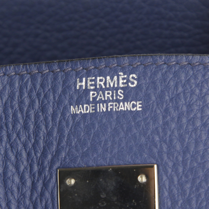 Borsa Hermes Birkin 35 cm in pelle togo blu - Detail D3