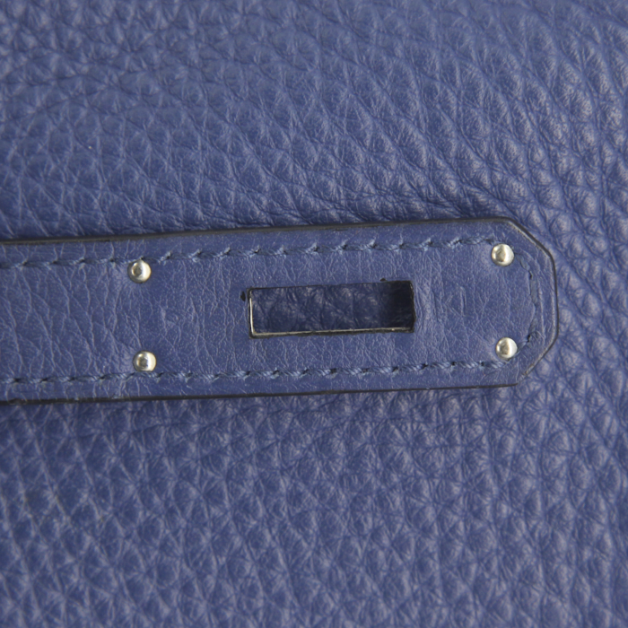 Sac à main Hermes Birkin 35 cm en cuir togo bleu - Detail D4