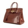 Hermes Birkin 35 cm handbag in brown porosus crocodile - 00pp thumbnail