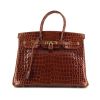 Hermes Birkin 35 cm handbag in brown porosus crocodile - 360 thumbnail