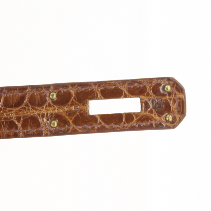 Hermes Birkin 35 cm handbag in brown porosus crocodile - Detail D5