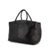 Bottega Veneta Brick handbag in black grained leather and black braided leather - 00pp thumbnail