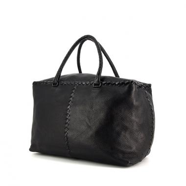 Bolso de mano Bottega Veneta Brick en cuero granulado negro y cuero trenzado negro