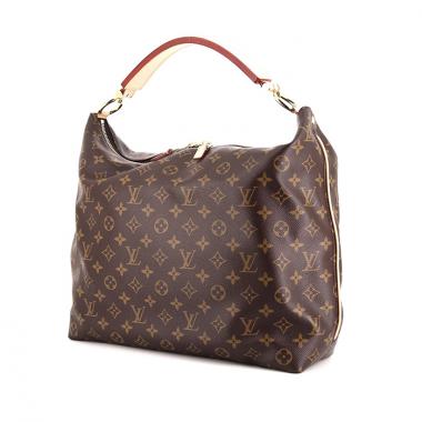 Bolso de mano Louis Vuitton Sully modelo mediano en lona Monogram marrón y cuero natural