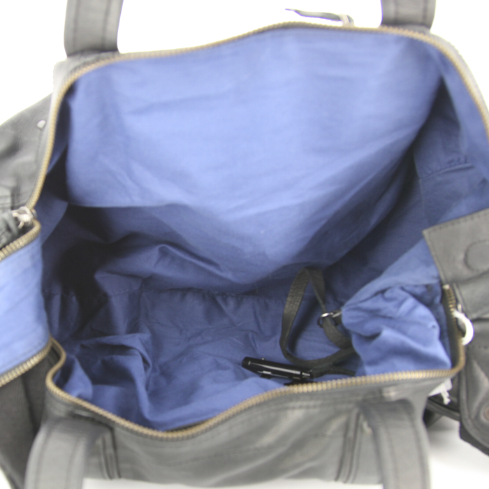 Borsa Jerome Dreyfuss Diego in pelle nera e tela nera - Detail D3