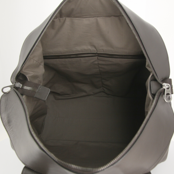 Bolsa de viaje Bottega Veneta en cuero marrón oscuro y cuero trenzado marrón oscuro - Detail D2