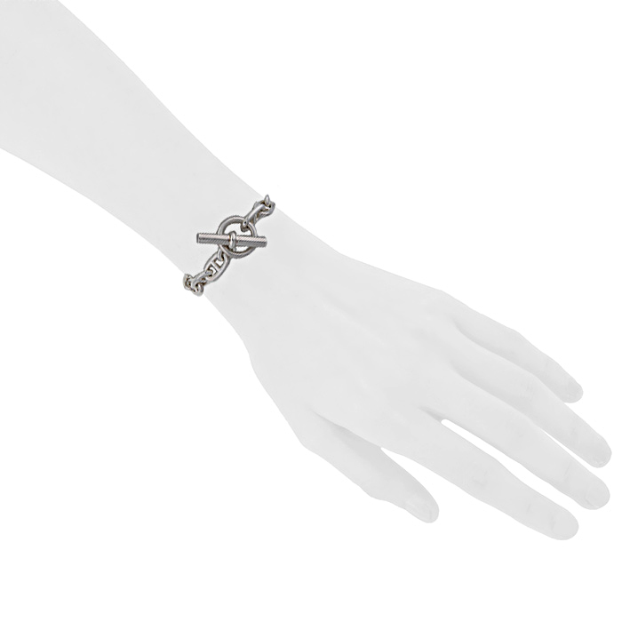 Brazalete Hermes Chaine d'Ancre modelo mediano en plata - Detail D1