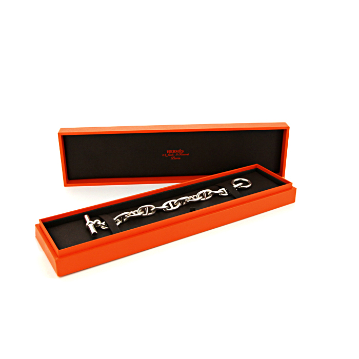 Bracelet Hermes Chaine d'Ancre moyen modèle en argent - Detail D2