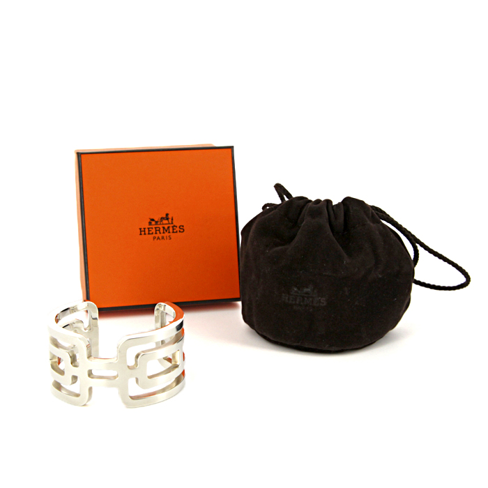Bracelet manchette ouvert Hermes Arcane taille S en argent