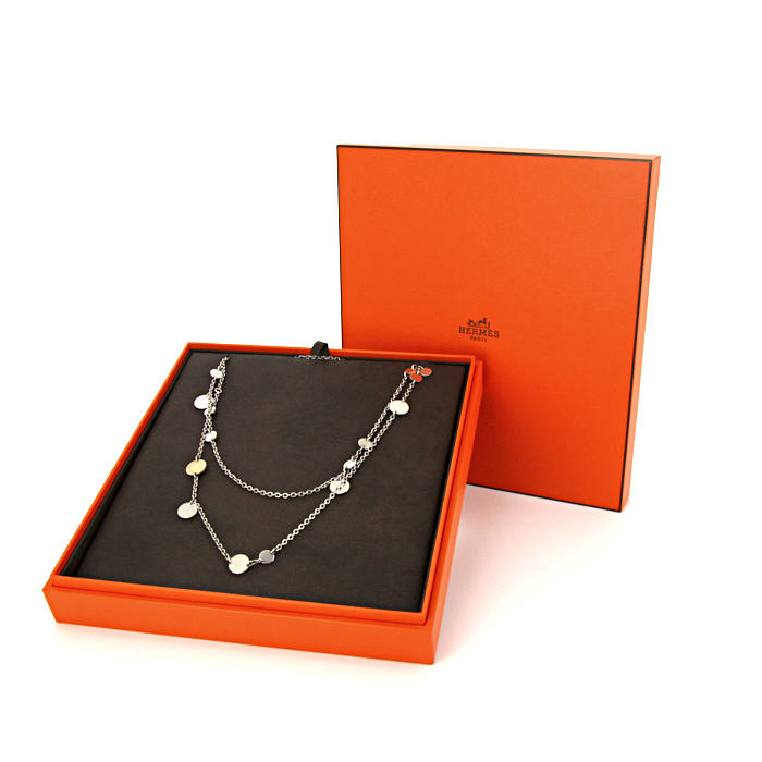 Collar Hermes Confettis en plata y oro rosa - Detail D2