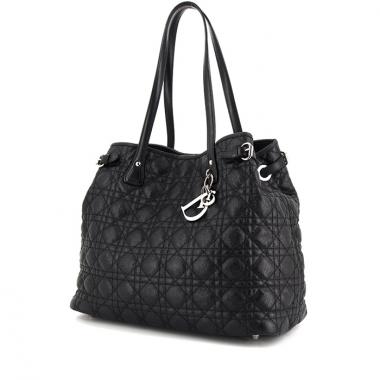 Dior Panarea shopping bag in black canvas cannage and black leather