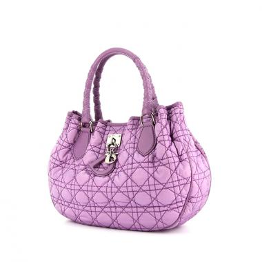 Dior handbag in mauve canvas cannage and mauve leather
