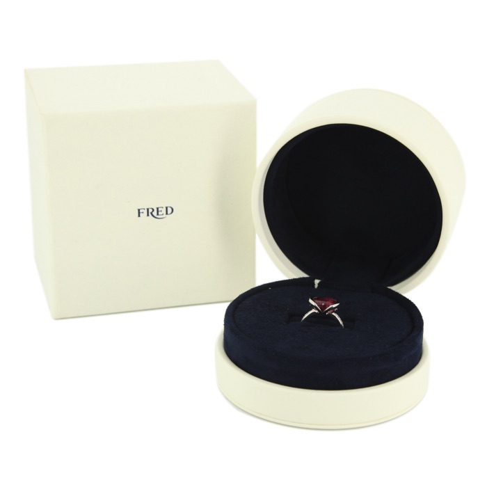 Bague Fred Tulipe en or blanc,  tourmaline rose et diamants - Detail D2