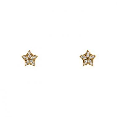 Paire de clous d'oreilles Fred Miss Fred Star en or jaune et diamants