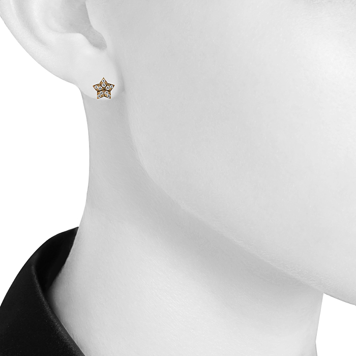 Paire de puces d'oreilles Fred Miss Fred Star en or jaune et diamants