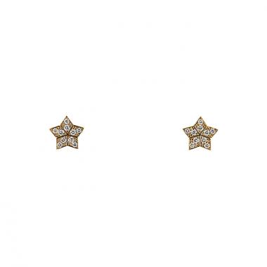 Paire de puces d'oreilles Fred Miss Fred Star en or jaune et diamants