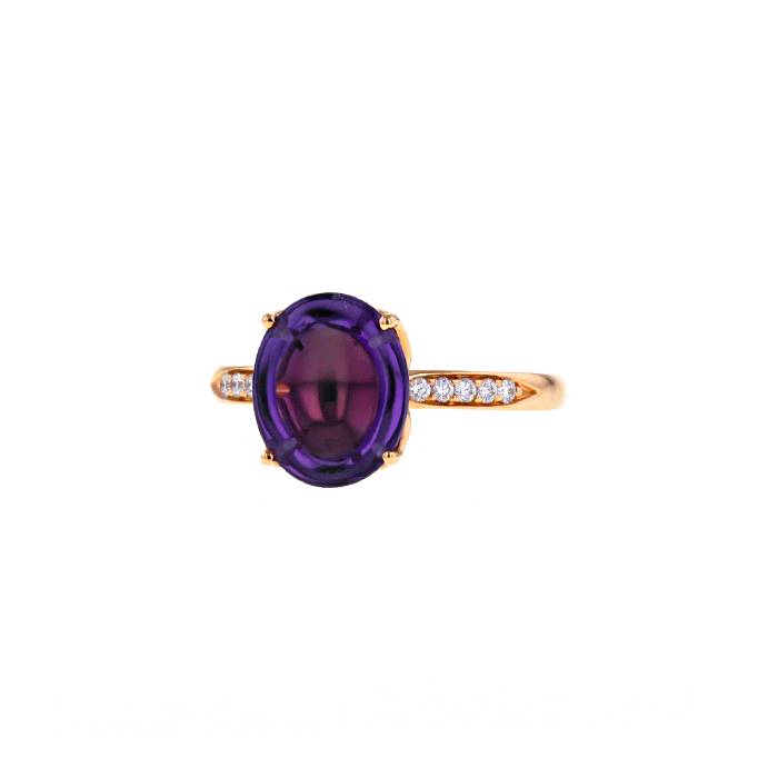 Fred Mademoiselle Delphine ring in pink gold,  diamonds and amethyst - 00pp