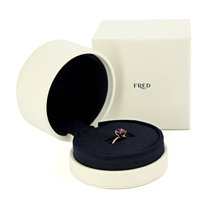 Fred Mademoiselle Delphine ring in pink gold, diamonds and amethyst - Detail D2