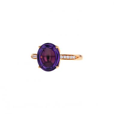 Anello Fred Mademoiselle Delphine in oro rosa,  diamanti e ametista