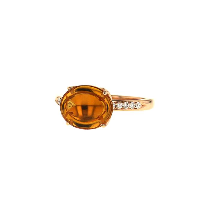 Fred Delphine ring in pink gold,  citrine and diamonds - 00pp