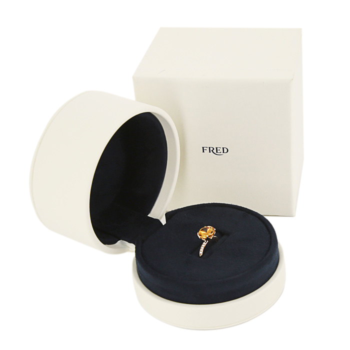 Anello Fred Delphine in oro rosa, quarzo citrino e diamanti - Detail D2