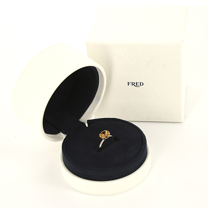 Bague Fred Mademoiselle Delphine en or rose, citrine et diamants - Detail D2
