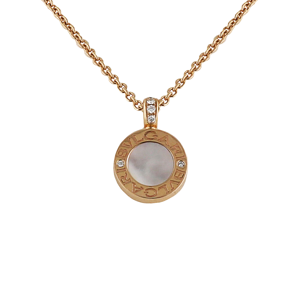 Collier Bulgari Bulgari Bulgari en or rose,  onyx et nacre blanche et en diamants - Detail D2