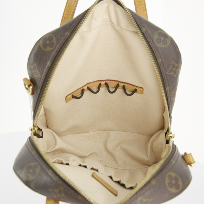 Bolso de mano Louis Vuitton en lona Monogram y cuero natural - Detail D2