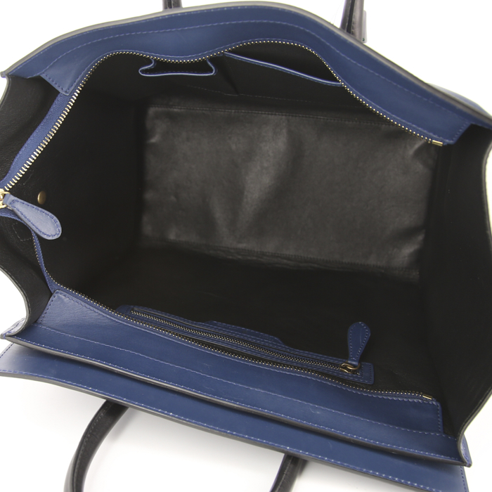 Borsa Celine Luggage modello grande in pelle blu e nera - Detail D2