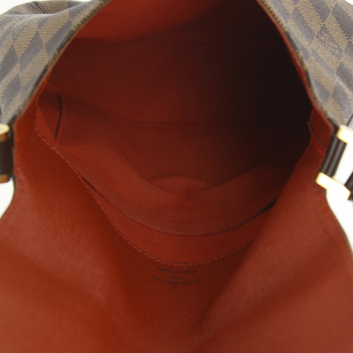 Bolso bandolera Louis Vuitton Musette Salsa modelo pequeño en lona a cuadros ébano y cuero marrón - Detail D2