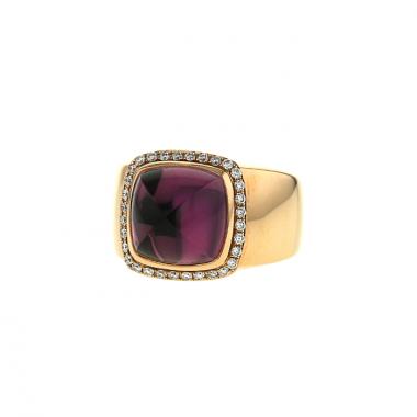 Anello Fred Pain de Sucre modello medio in oro rosa,  diamanti e ametista