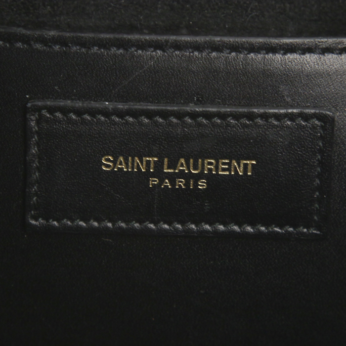 Sac à main Saint Laurent Duffle petit modèle en cuir noir - Detail D4