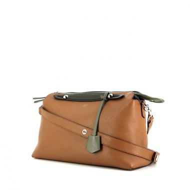 Sac bandoulière Fendi By the way en cuir marron et vert-kaki