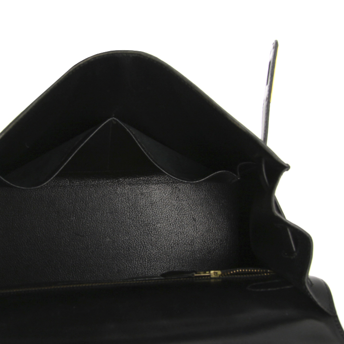 Borsa Hermes Kelly 32 cm in pelle box nera - Detail D2