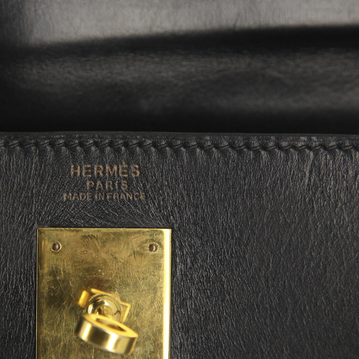 Bolso de mano Hermes Kelly 32 cm en cuero box negro - Detail D3