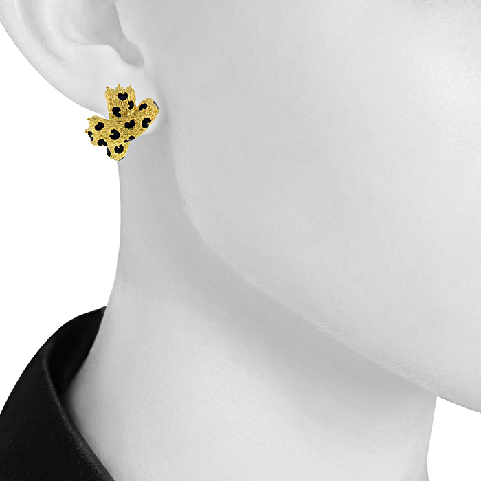 Fred Panthère 1970's earrings in yellow gold and enamel