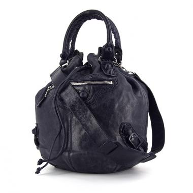 Bolso Cabás Balenciaga Pompon en cuero gris oscuro