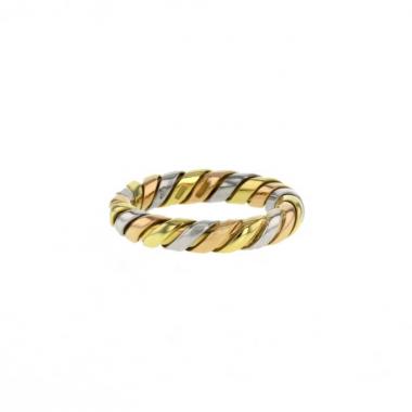 Bulgari Tubogas 1990's ring in pink gold,  yellow gold and white gold