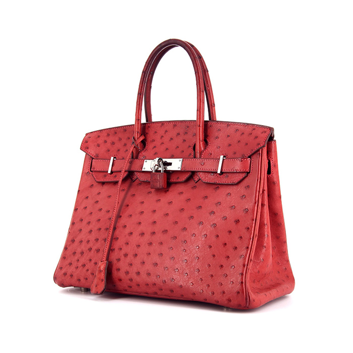 Hermes Kelly Bag Ostrich Leather Gold Hardware In Red