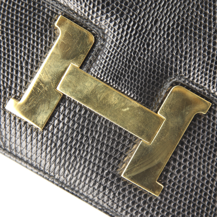 Hermes Constance handbag in black lizzard - Detail D5