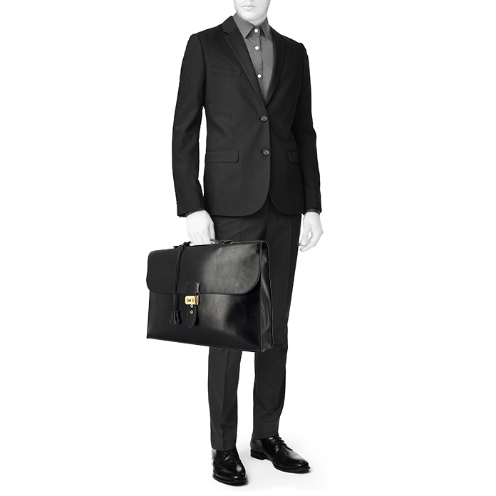 Porte-documents Hermes en cuir box noir - Detail D1