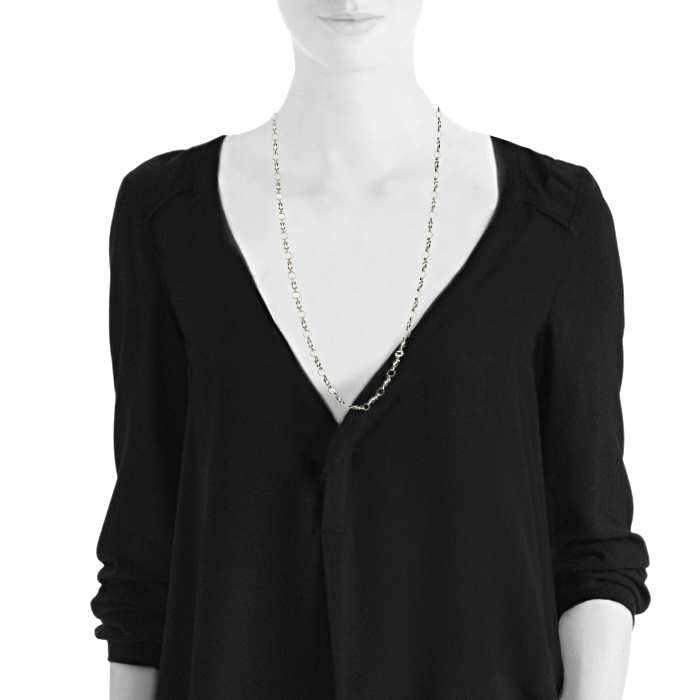Collana lunga Hermes Noeud Marin in argento - Detail D1