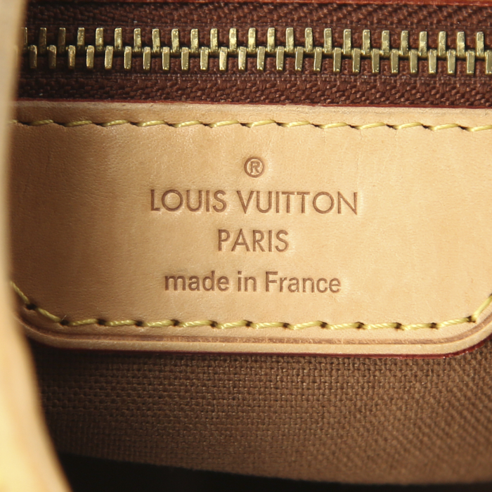 Sac cabas Louis Vuitton Batignolles en toile monogram marron et cuir naturel - Detail D3