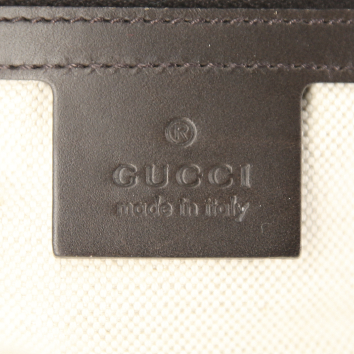 Borsa Gucci Boston Vintage Web in tela monogram marrone rossa e verde e pelle marrone - Detail D4