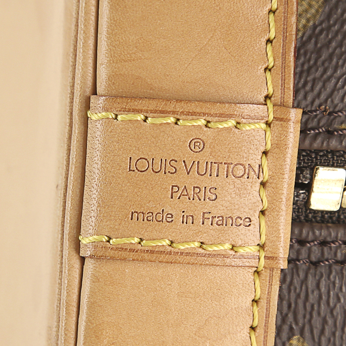 Sac à main Louis Vuitton Alma moyen modèle en toile monogram marron et cuir naturel - Detail D3
