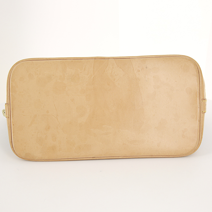 Borsa Louis Vuitton Alma modello medio in tela monogram marrone e pelle naturale - Detail D4