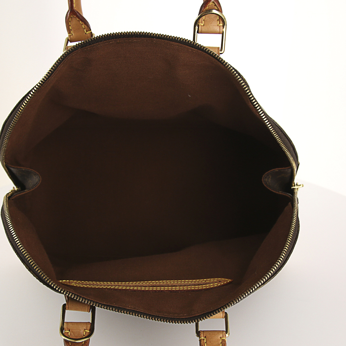Louis Vuitton Alma small model handbag in brown monogram canvas and natural leather - Detail D2