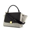 Celine Trapeze medium model handbag in black leather and grey felt - 00pp thumbnail